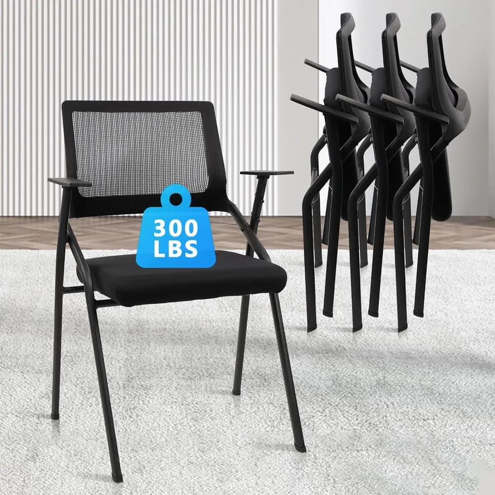Sedie da Ufficio Impilabili e Pieghevoli con Supporto Lombare Ergonomico e Cuscino Imbottito, Sedie Pieghevoli in Tessuto a Rete per Reception