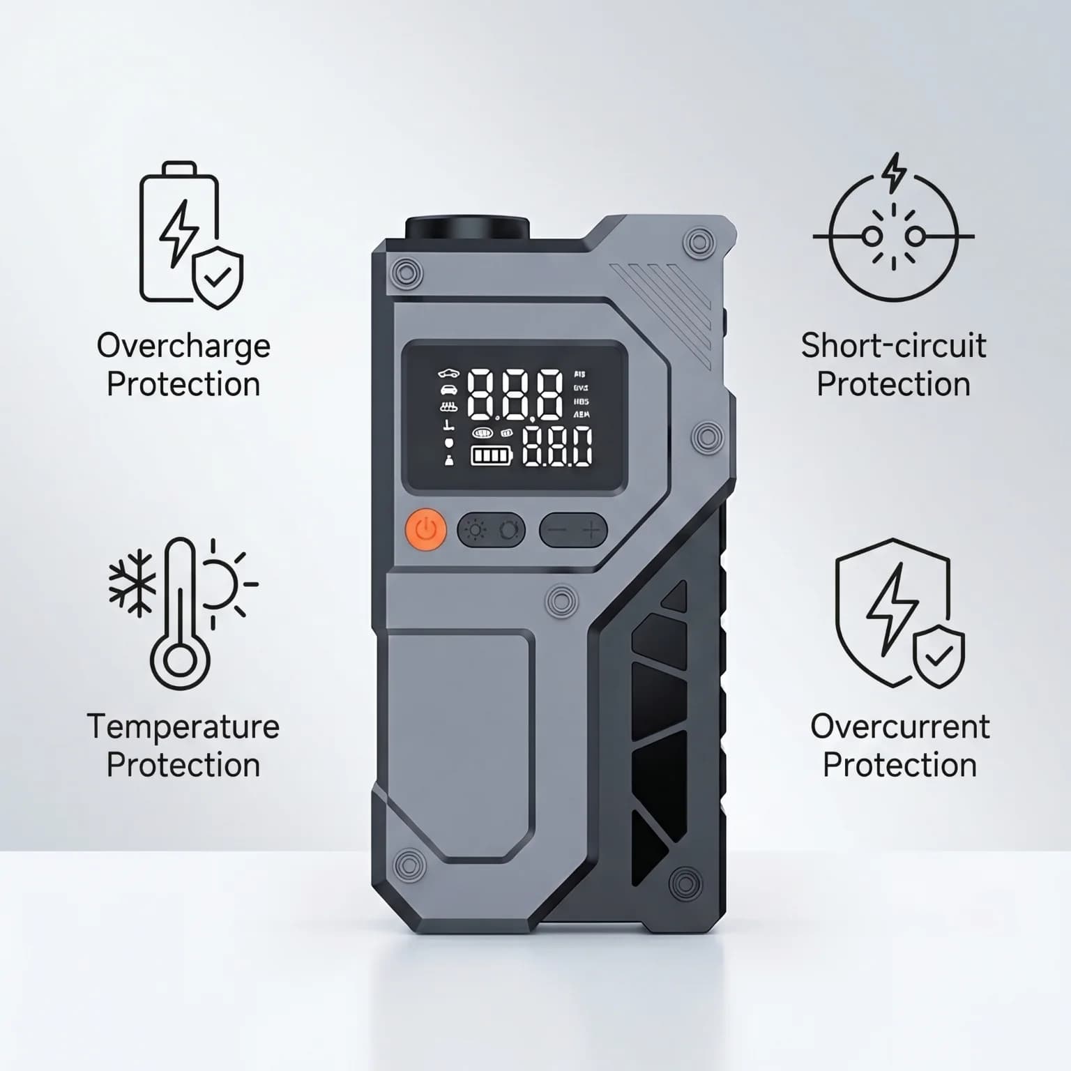 6000A Car Jump Starter With Air Compressor Tire Inflator 21800mAh LCD Screen Portable 12V Car Battery Booster, USB Power Bank LED Emergency Light Auto Jump Starter for All Gas & 10L Diesel Vehicles Motorcycle SUV Truck Car Emergency Kit