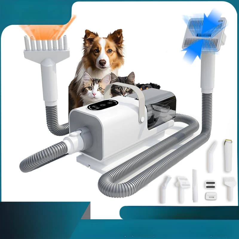 Aspirapolvere per la toelettatura dei cani, asciugacapelli, aspirapolvere, macchina per la toelettatura tutto in uno con funzione di soffiaggio e aspirazione, tagliacapelli per animali domestici