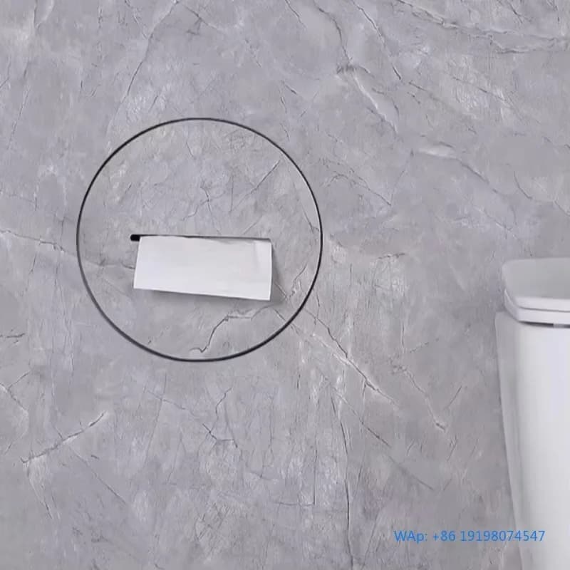 Modern Hotel Bathroom Set with Seamless Circular Design Recessed Tissue Box Niche Hidden Circle Toilet Paper Holder