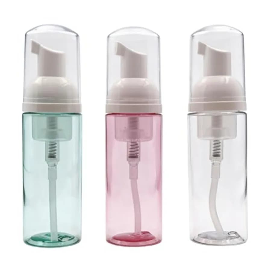 3 Pack Travel Foam Pump Bottle Set 60ml/2oz Portable Foaming Soap Dispenser, Refillable, Leak‑Proof, Ideal for Hand Soap, Lash