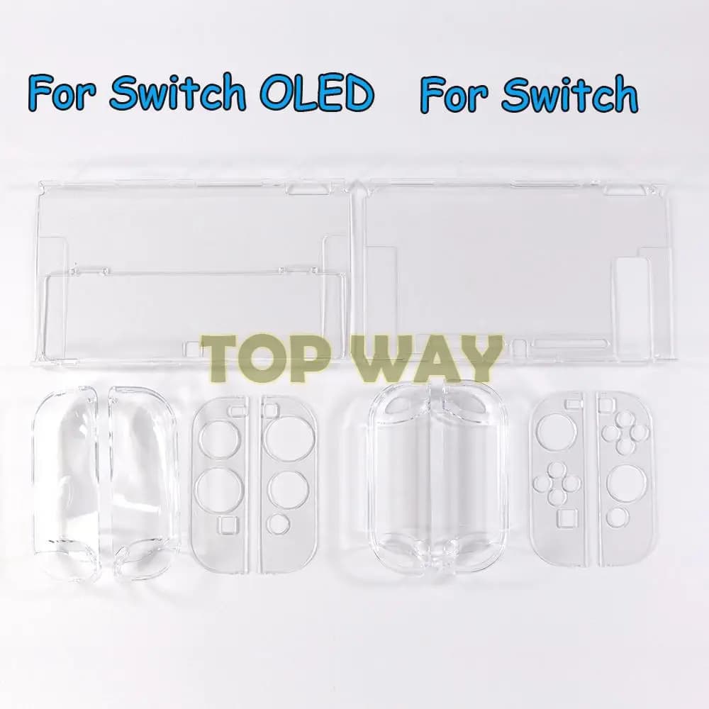 10 pezzi con supporto rigido Crystal Clear Shell per Switch OLED Custodia protettiva Flip Cover Skin Guard per console OLED Nintendo Switch