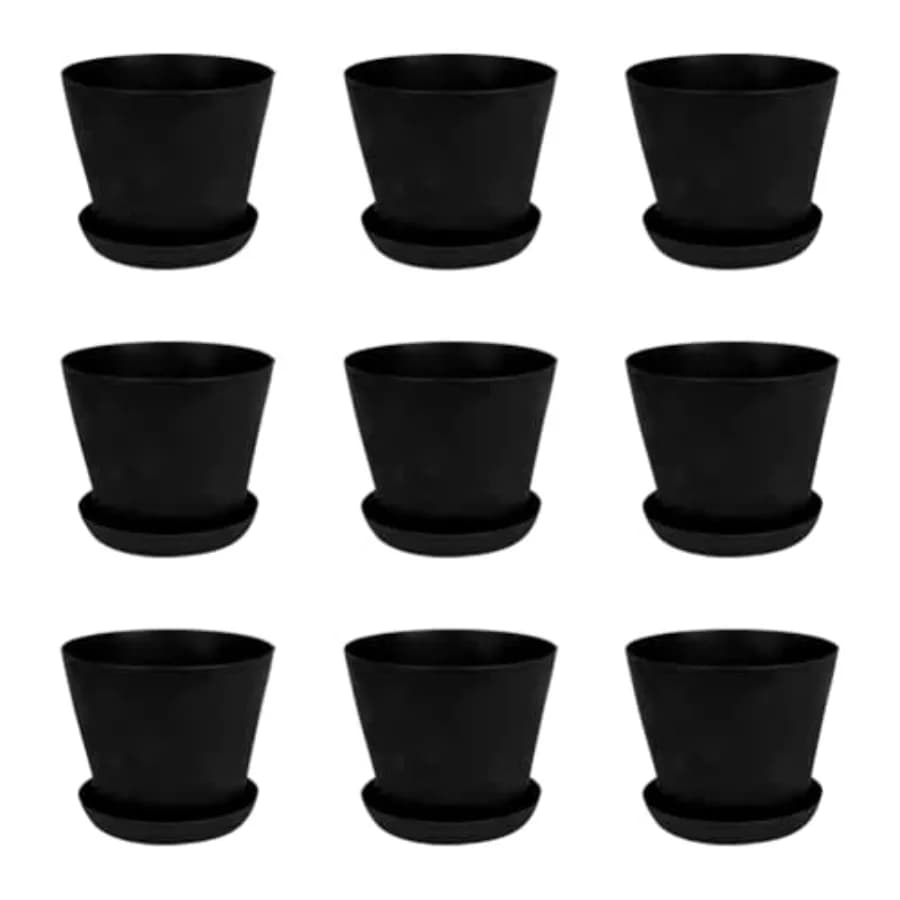 12 Sets Small Black Plastic Plant Pots Round Flower Planter Pots Succulent Seedling Pots Garden Seed Planting Pots Tiny Nursery