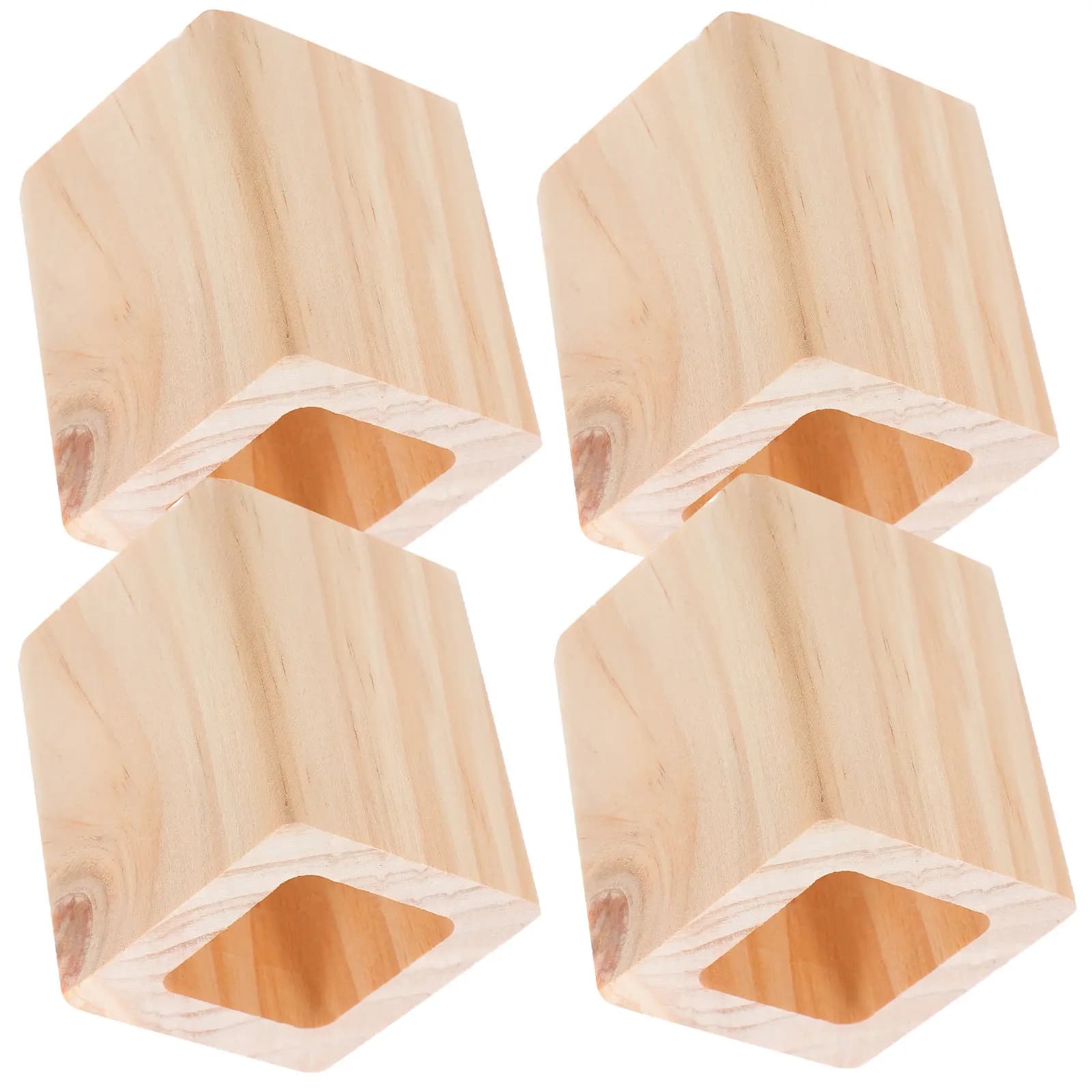Set di 4 Rialzi in Legno per Mobili, Cubi per Alzare Letti, Divani e Tavoli, Protezioni per Piedi in Legno Massiccio, Livellatori per Mobili