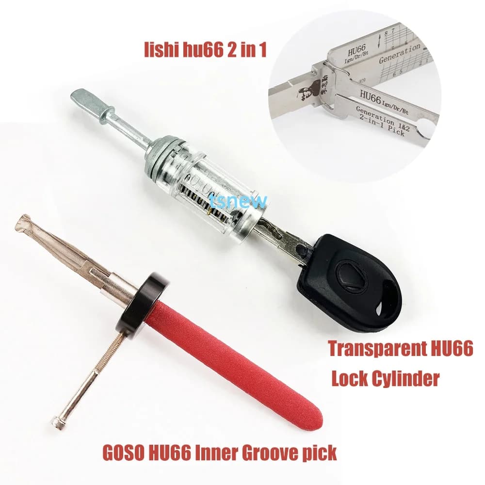 HU66 V3.0 SET DI TOOL 2 IN 1 con serrature trasparenti HU66 per principianti di fabbro per serratura VW
