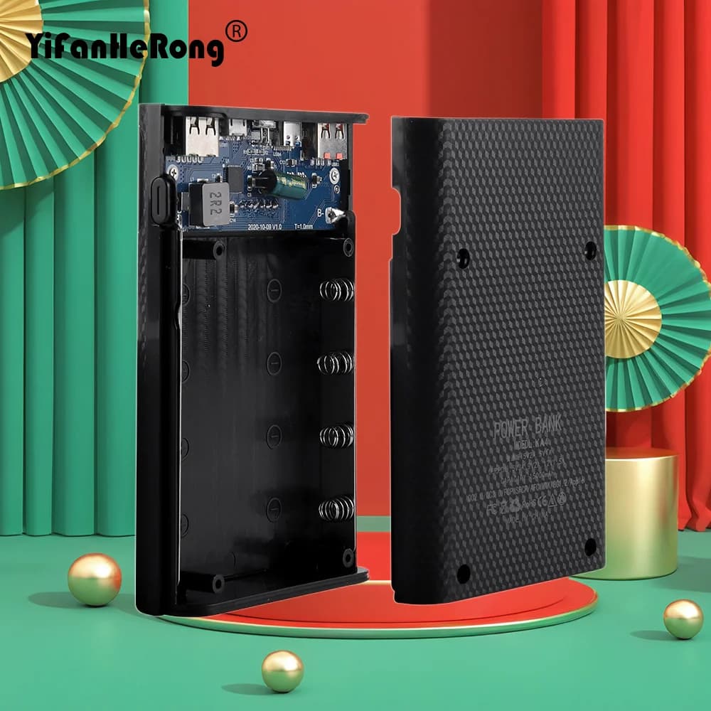 USB 5V Tipo C PD Caricatore rapido per telefono cellulare Dual 4*18650 Power Bank Batteria Box Custodia Shell fai da te per IPhone X Samsung S10 Plus