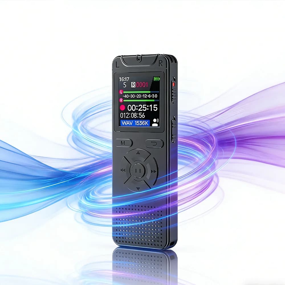 Registratore Vocale Digitale con Riproduzione, Lettore MP3, Registratore Audio Professionale Mini USB