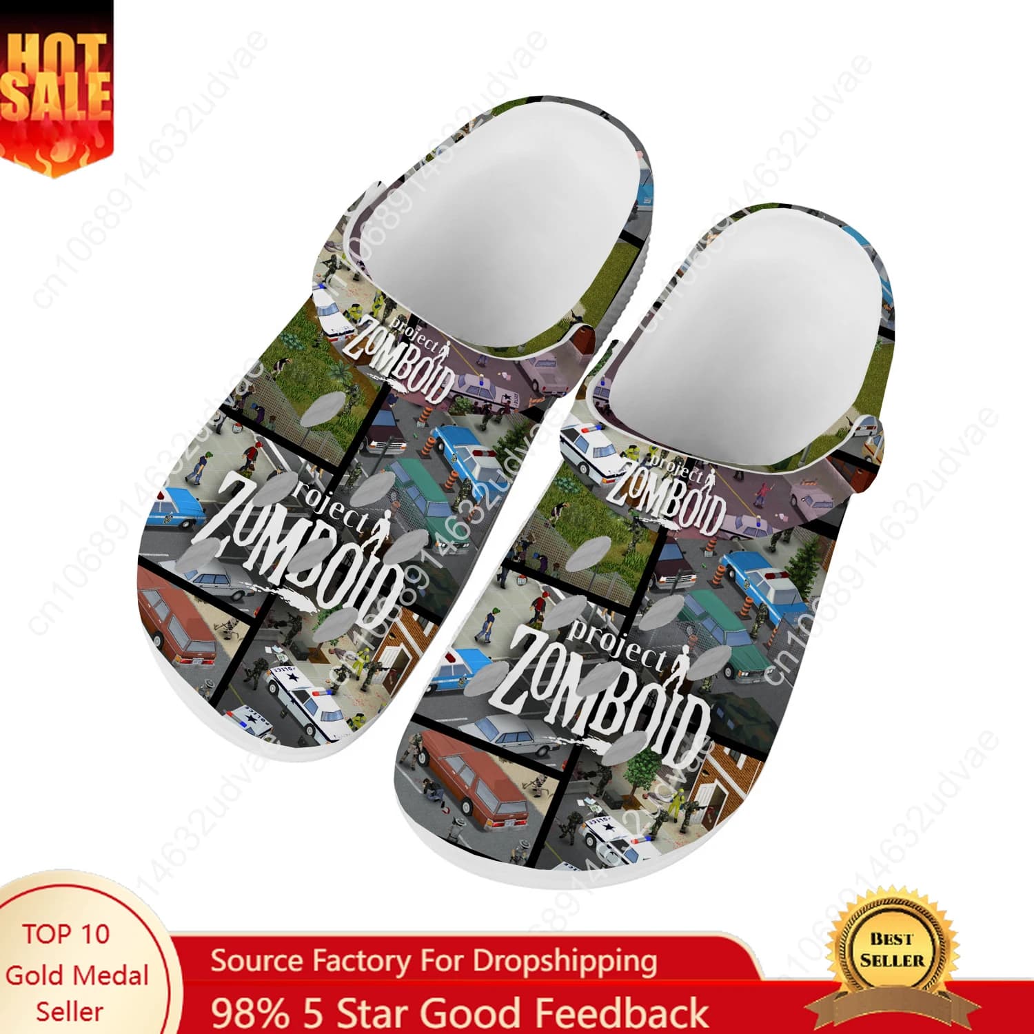 Project Zomboid Water Shoes Man Woman Comfortable Fashion Home Garden Boots Custom Sandals Beach Slippers with Breathable Hole