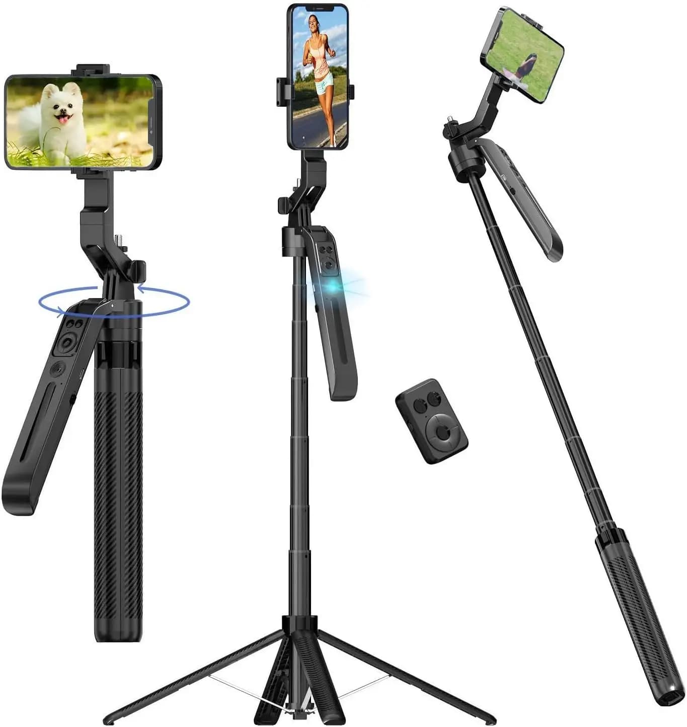 Tripod for selfie stick with automatic face tracking for iPhone, 360 ° Remote control rotation, 71''' support for content creators