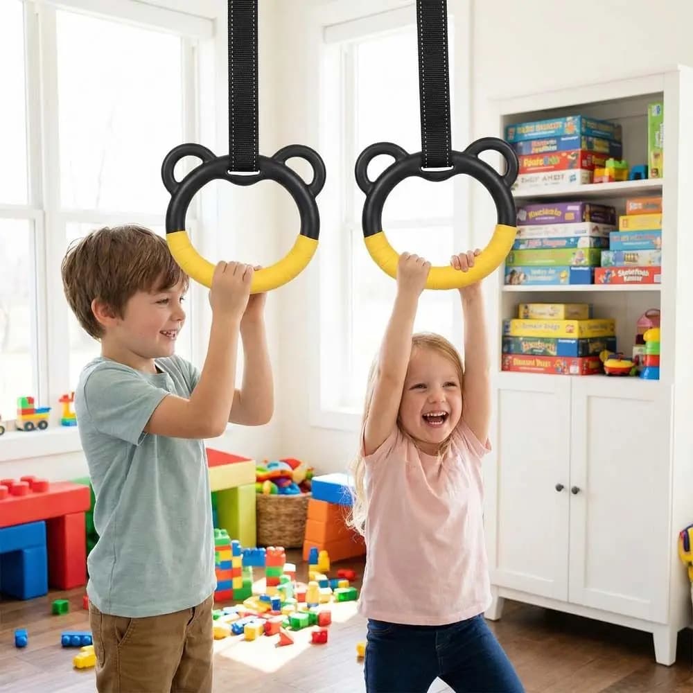 With Straps Gymnastic Rings Durable Non-Slip Pull Up Bar Arm Strength Comfortable Fitness Exercise Ring Gymnastics Equipment
