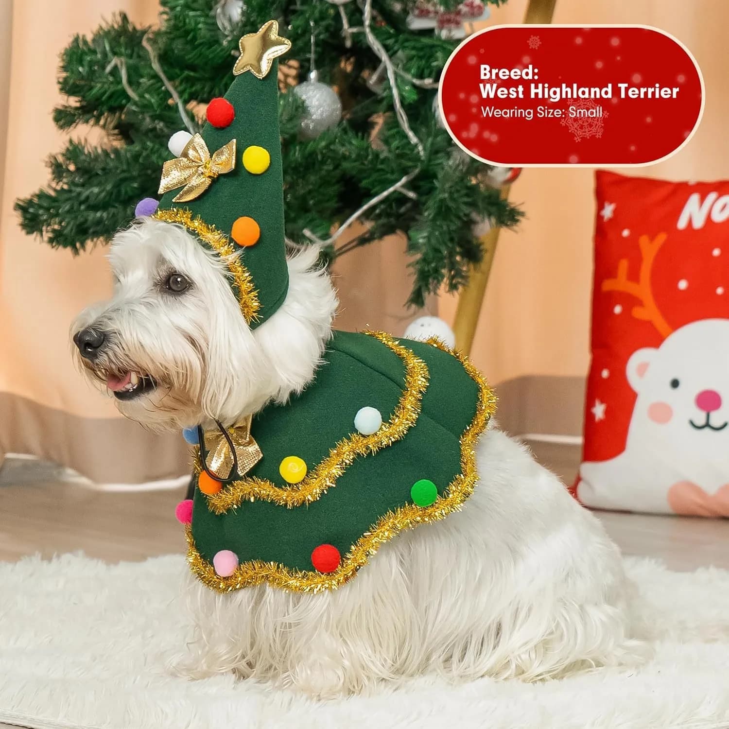 Costume da cane di Natale Cucciolo Mantello di Natale Cappello Set Simpatico gatto Costume divertente Albero di Natale Decorazione per feste cosplay Regalo