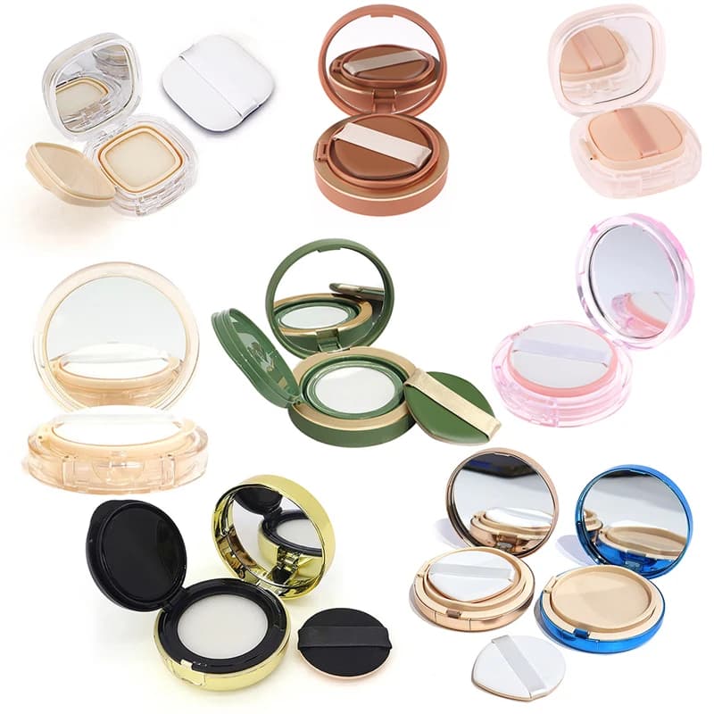 Contenitore Portatile Vuoto per Cuscinetto d'Aria con Spugna e Specchio, Custodia Cosmetica Portatile per Fondotinta BB Cream