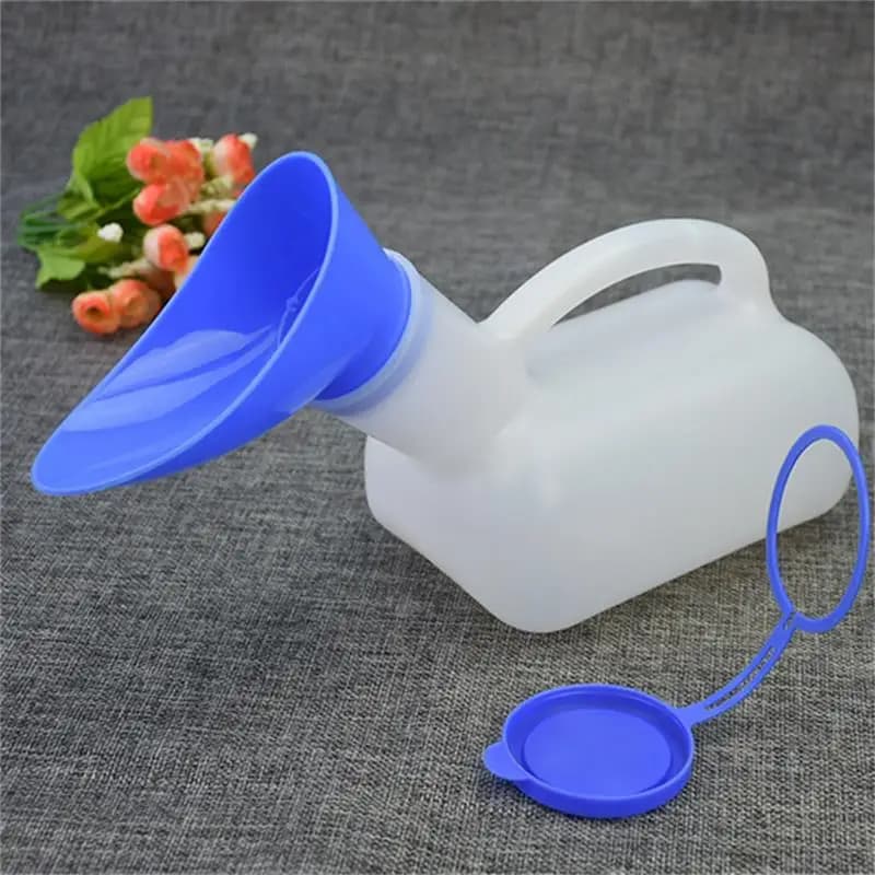 Bottiglia portatile in plastica da 1000 ml per orinatoio mobile, ausilio per WC, bottiglia per urina da campeggio all'aperto, per auto, per donne e uomini, kit da viaggio.