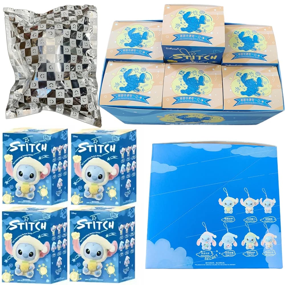 Disney Stitch Eat Some Thing Before Sleep Series Vinyl Pendant Cute doll mysterious box Soft doll Surprise gift