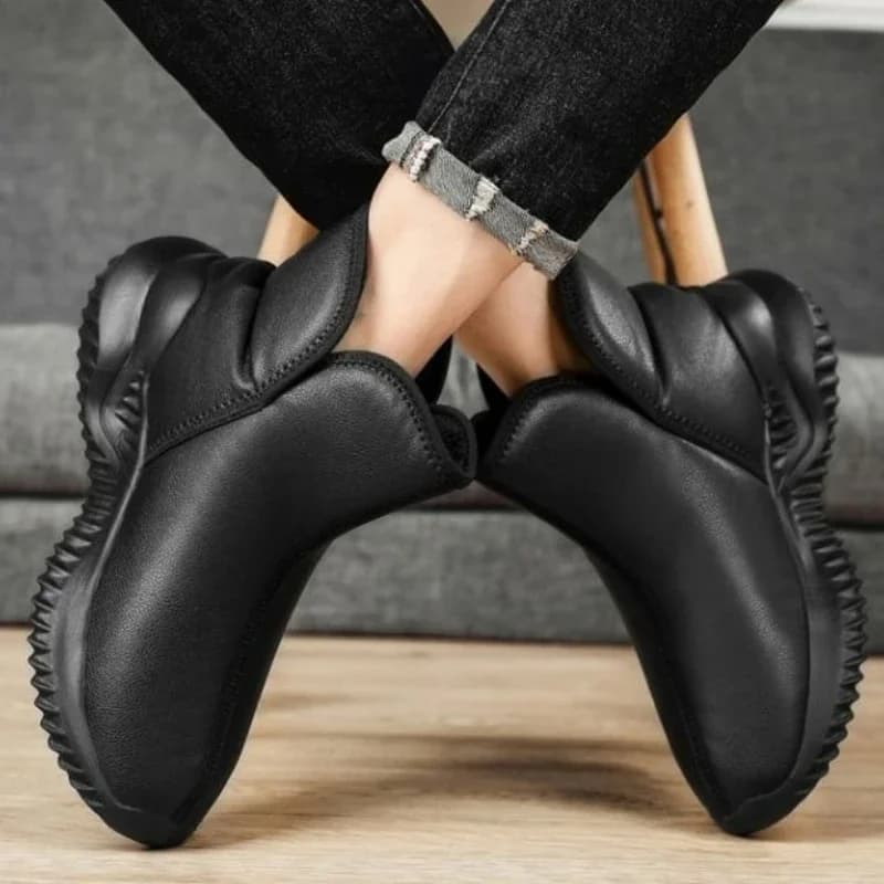 2025 Stivali da neve alti da esterno nuovi da uomo in pile imbottito addensato caldo antiscivolo fondo spesso scarpe in cotone stile nord-est