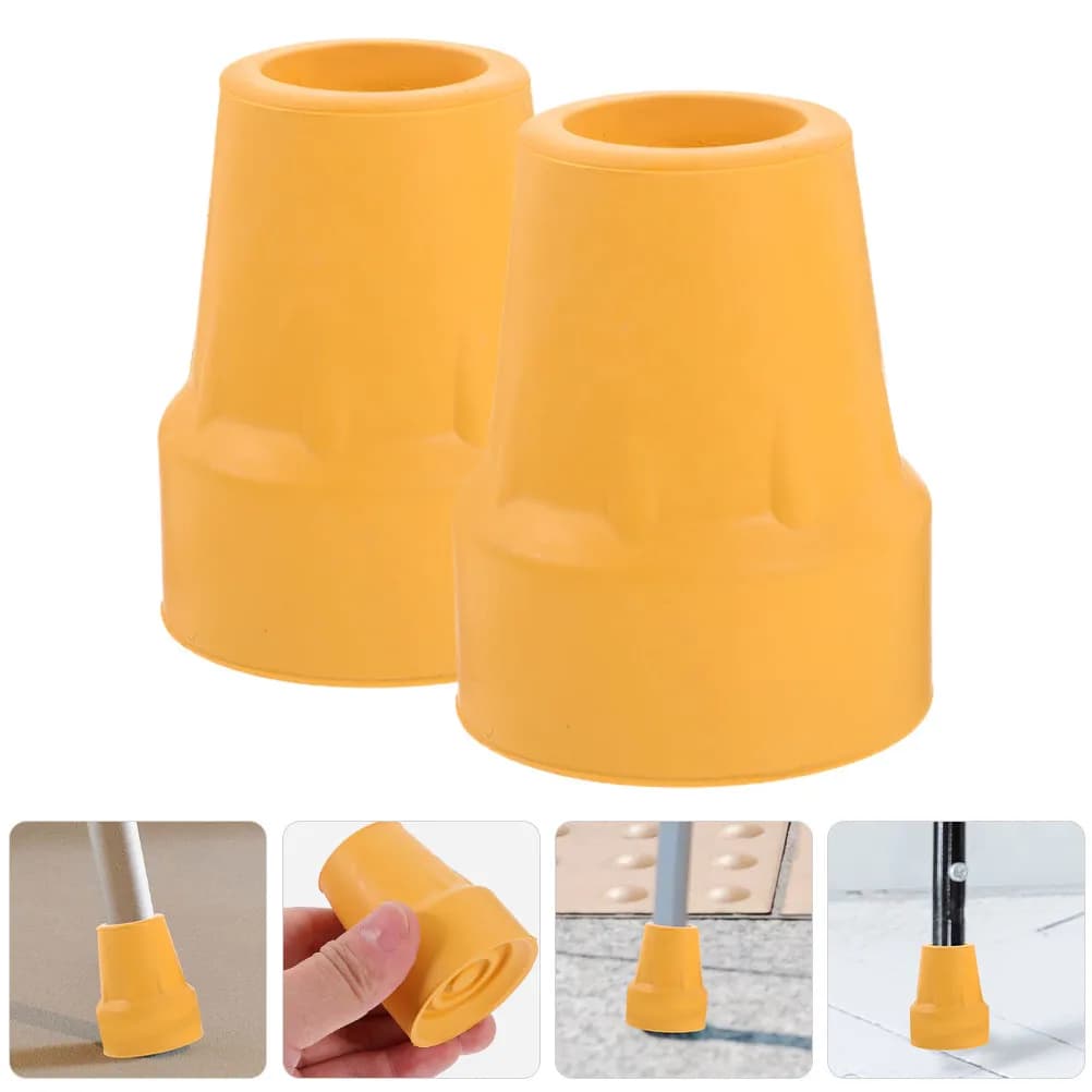2Pcs Premium Non-Slip Cane Tips for Elderly Walking Stick Trekking Pole Crutch Replacement Rubber End Caps Stability Grip