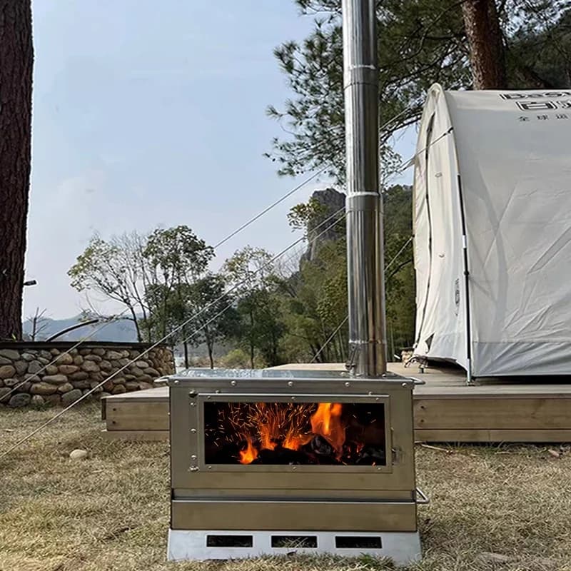 Camping Tent Wood Stove 304 Stainless Steel Grill Stand Firewood Stove Foldable Portable Fire Wood Heater Cool Camping Supplies