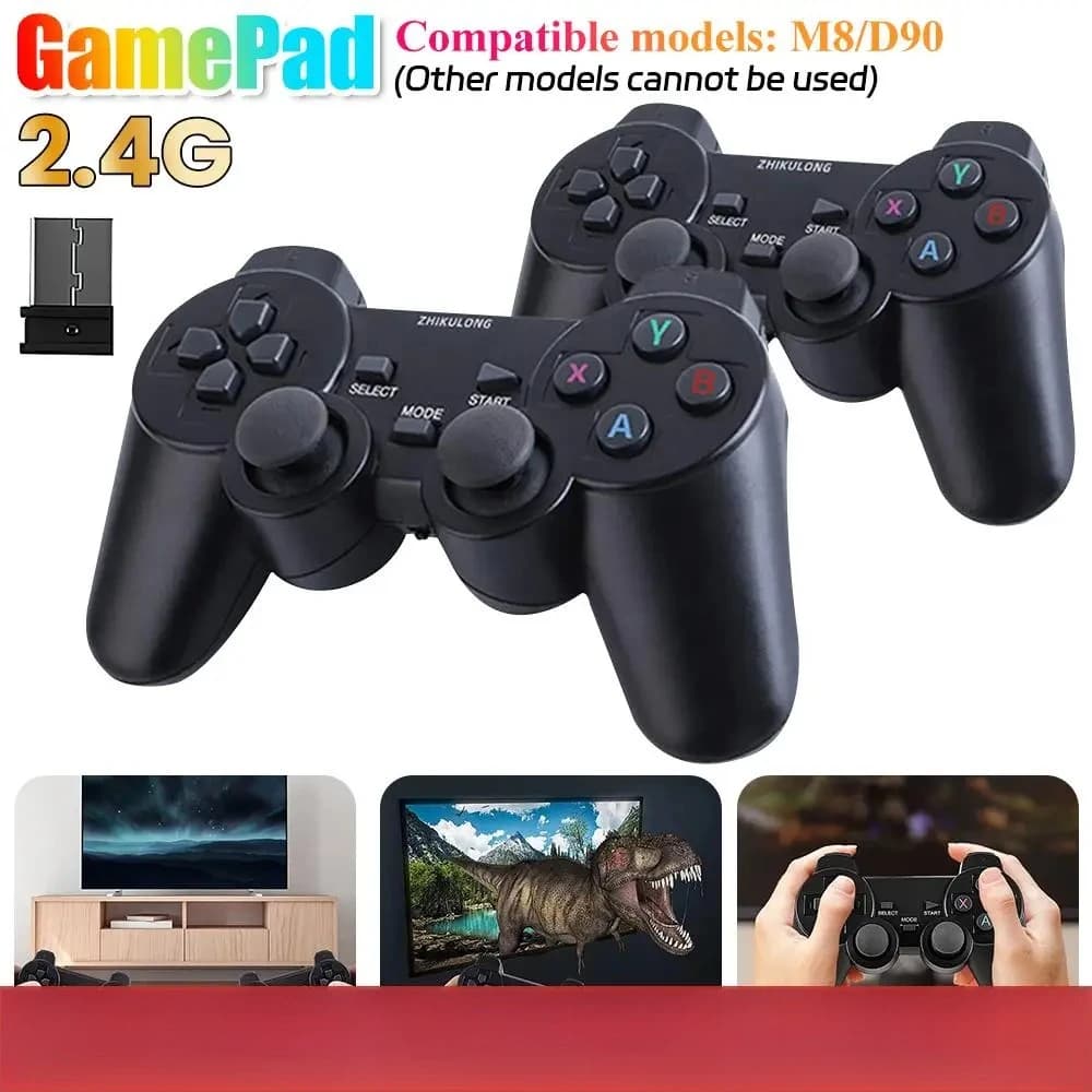 Gamepad wireless da 2,4 GHz Twin Pack - Controller dual shock senza ritardo per stick da gioco M8/D90, PC, TV Box Android con alimentazione a batteria