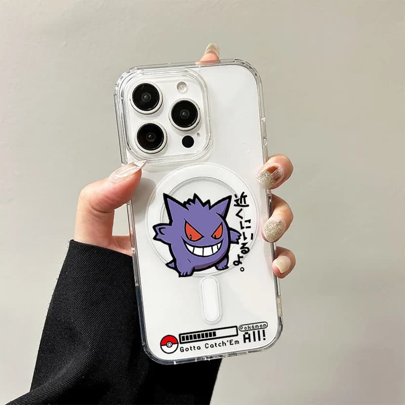Custodia di ricarica wireless Pokemon Pikachu Gengar per iPhone 17 Air 16 E 15 14 Plus 13 12 Mini 11 Pro Max Cover in silicone