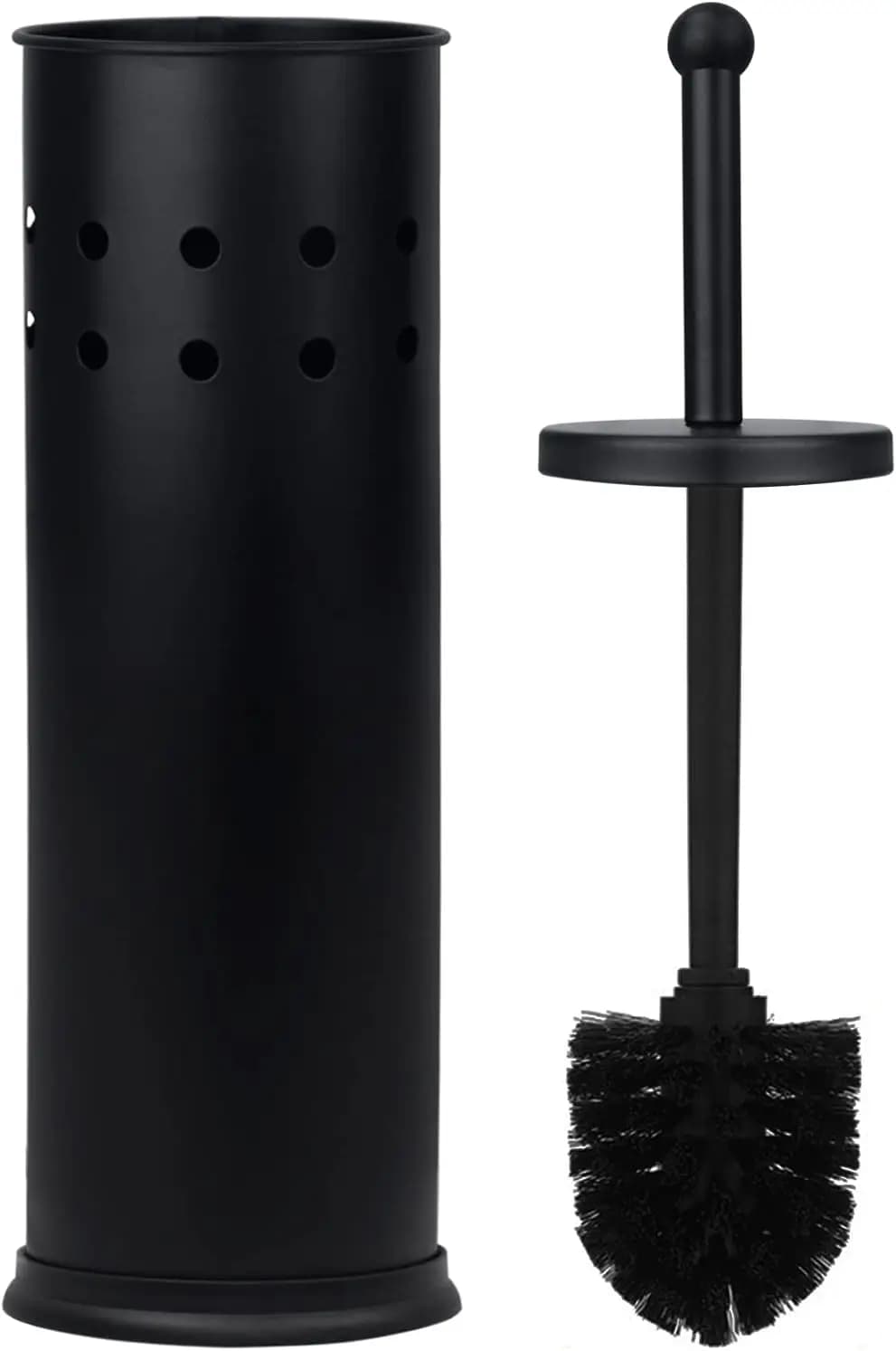 Set di spazzole e supporti per WC in acciaio inossidabile – Design moderno nero con base ventilata e antiscivolo