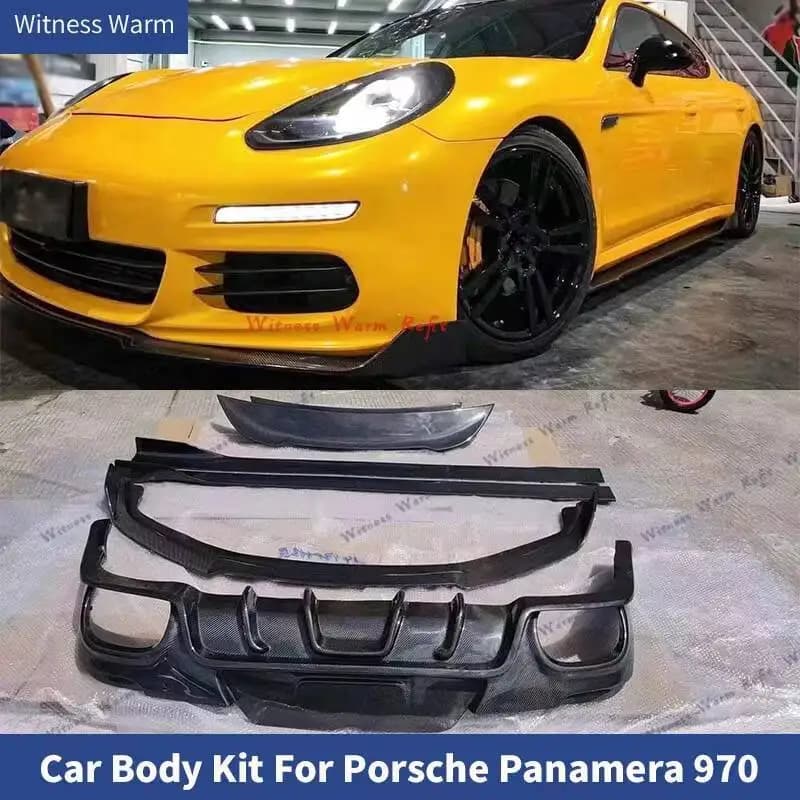 Real Carbon Fiber Front Rear Bumper Lip Diffuser Car Side Skirt Spoiler FOR Porsche Panamera 970 2014 2015 2016 body kit