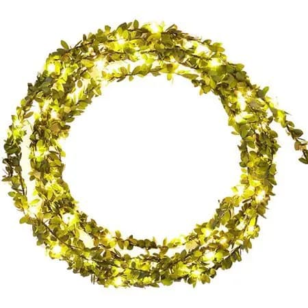 Vite a LED con lucine Stringa in rattan verde Batteria Ghirlanda Foglie Foglie per la decorazione della stanza della parete delle feste in giardino della camera da letto