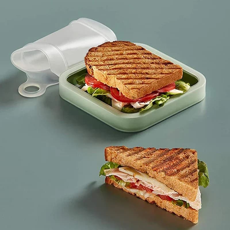 Scatola Bento portatile per pane tostato, custodia per sandwich in silicone riutilizzabile, per microonde, ecologica, per colazione scolastica per bambini