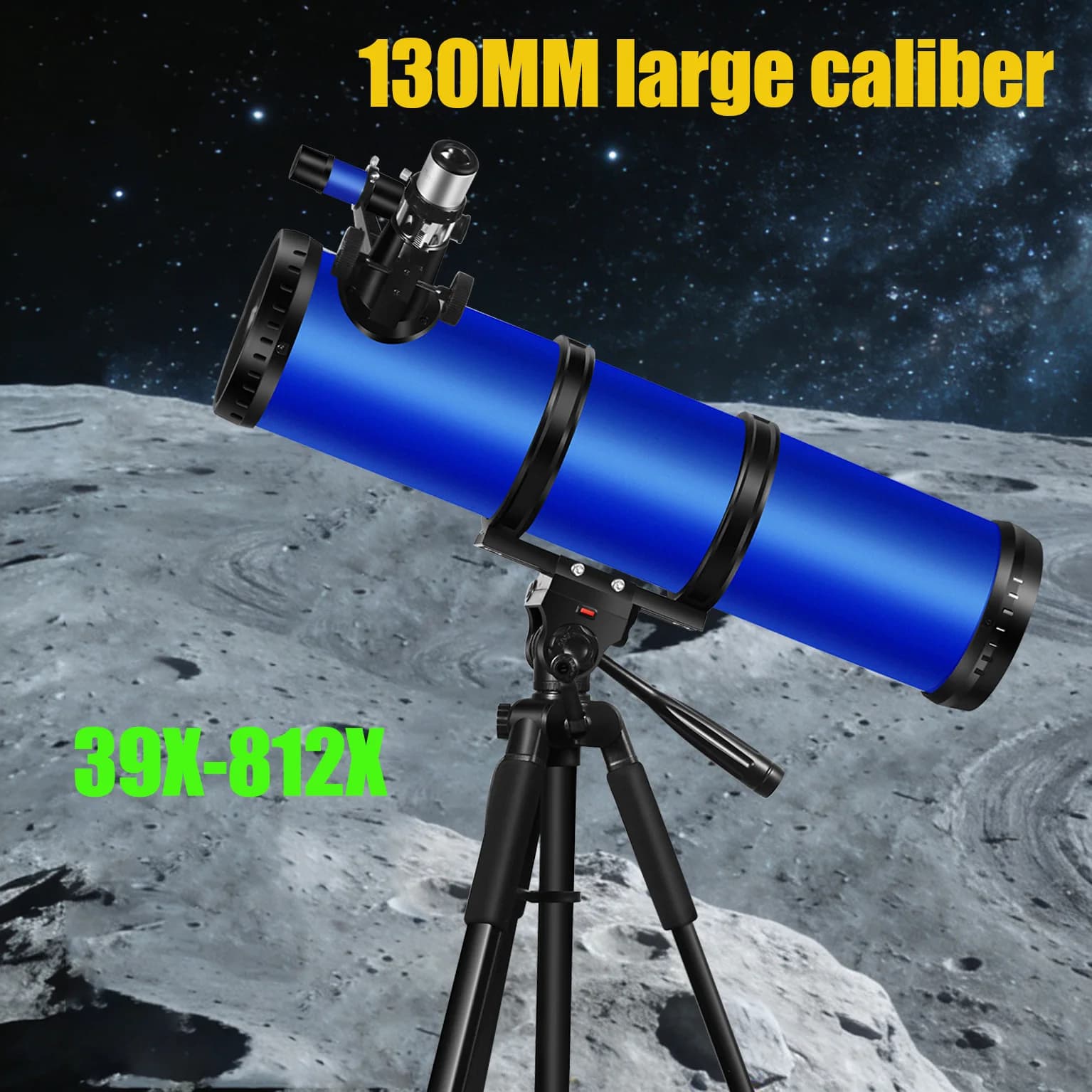 Telescopio Astronomico Riflettente BORWOLF, Grande Apertura 130MM, Lunghezza Focale 650MM, Zoom 812X, per l'Osservazione della Luna e delle Stelle