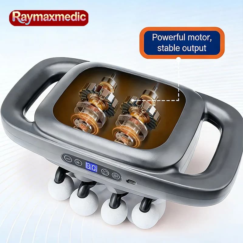 Raymax Pistola Massaggiante a 16 Testine ad Alta Frequenza, Massaggiatore per Corpo, Vita, Schiena, Collo e Spalle, Massaggiatore Muscolare