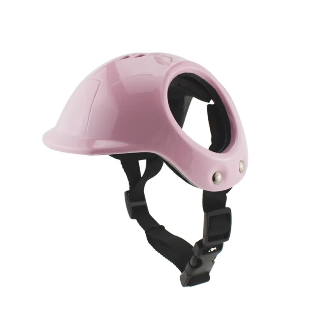 Caschi per cani in plastica con fori per le orecchie Cinghie regolabili Copricapo per moto per animali domestici Casco di sicurezza per cuccioli in tinta unita bello per gatti