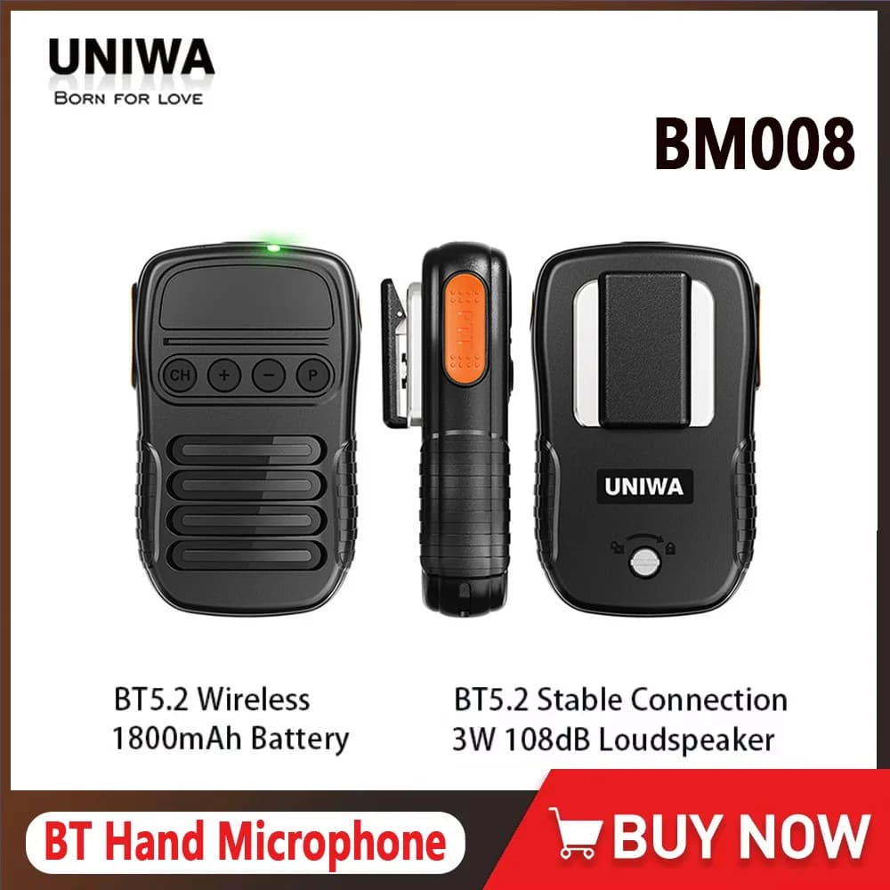 UNIWA BM008 Zello Walkie Talkie Zello SOS Button PTT Button 1800mAh POC Handheld Wireless BT Microphone for Android f400