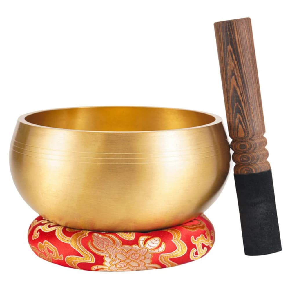 New Brass Buddha Sound Bowl Chanting Leather Stick Nepalese Mantra Bowl Yoga Meditation Singing Bowl