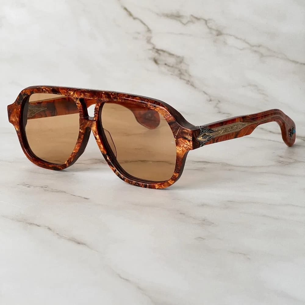 WILDHORSE Occhiali da sole poligonali in acetato spesso UV400 polarizzati realizzati a mano con prescrizione ottica Occhiali unisex di lusso