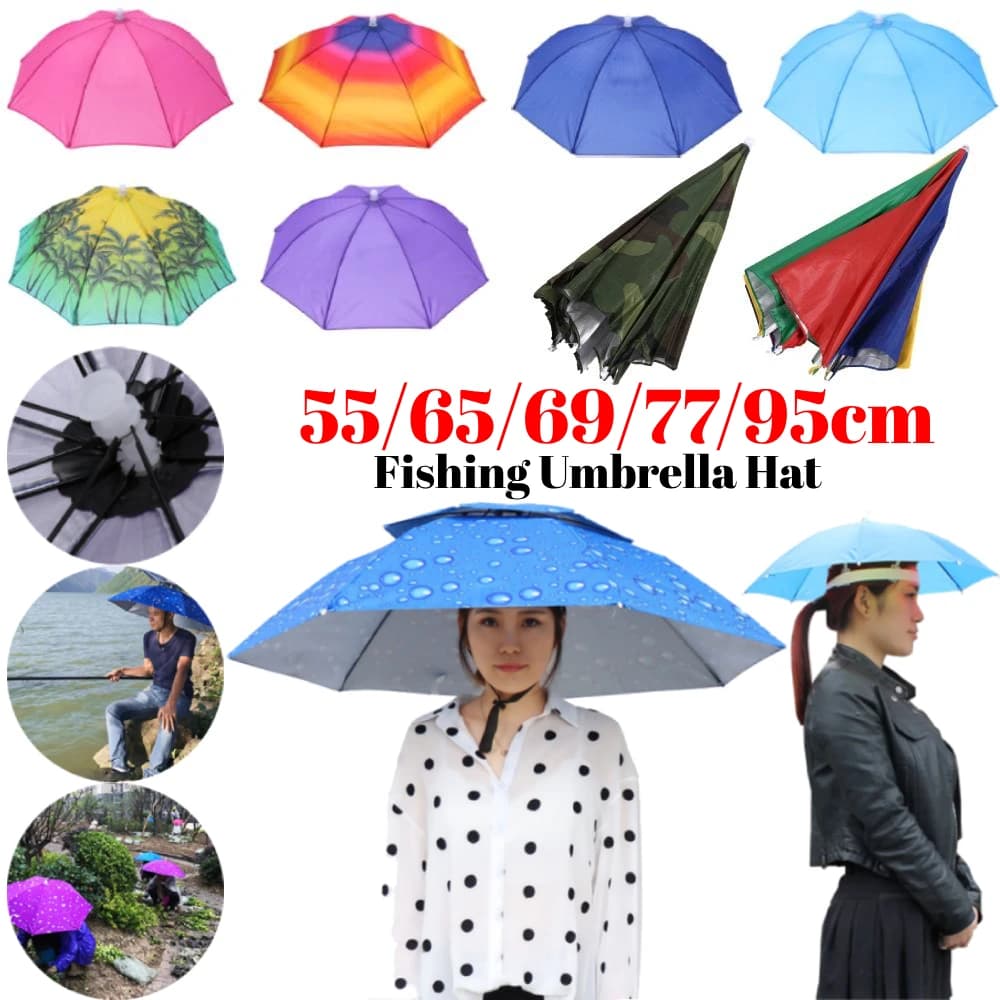 Portable Rain umbrella outdoor fishing folding hat sunbeds waterproof fishing cap camping cap beach hat 55-95CM