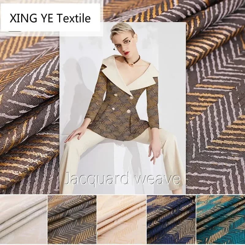 Gold Silver Yarn-dyed Jacquard Fashion Fabric Light Luxury Spring Autumn Women's Dress Material by Meter Cloth Sewing