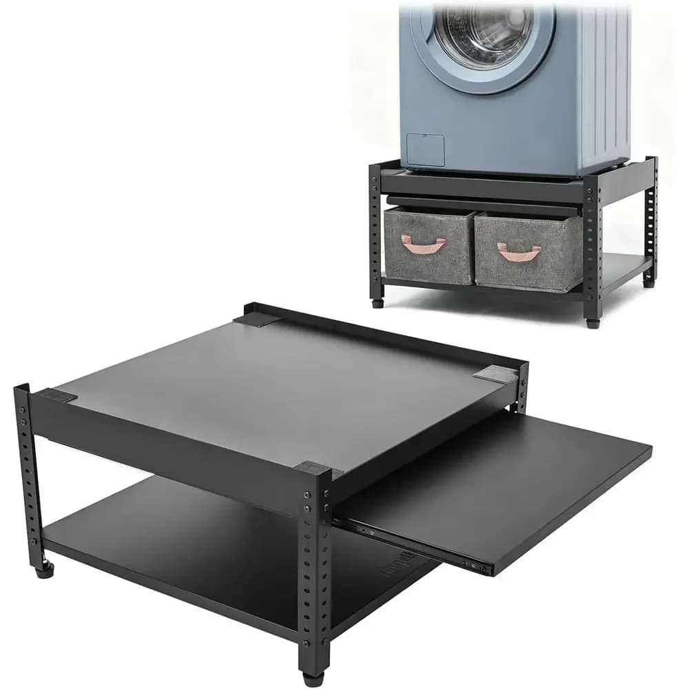 Compact 28x28x16 Laundry Pedestals with Storage Shelf, Bag, Adjustable Feet, 800 lbs Capacity