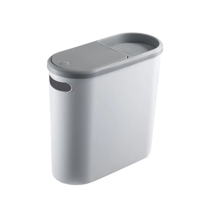 Press Type Slender Trash Can with Pop Lid Narrow Gap Storage Bin for Kitchen Bathroom Bedroom Living Room