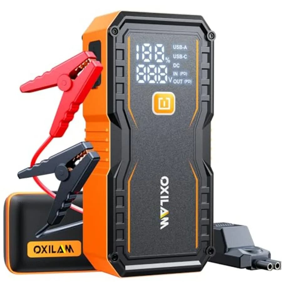 Avviatore di Emergenza 20000mAh per Tutti i Motori a Benzina e Diesel, 9000A Portatile 12V con Caricatore Rapido, Cavi di Avviamento Estesi, Display LED