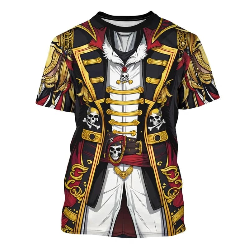 THE Pirate Captain Graphic T-Shirt For Men Funny Cosplay Costume Crewneck Short Sleeve Tuxedo T-Shirt Tee New In Casual Tee Top