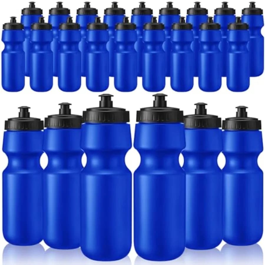 24 Pezzi Bottiglie d'Acqua Sportive da 22 oz, Riutilizzabili, in Plastica, con Tappo a Strappo, per