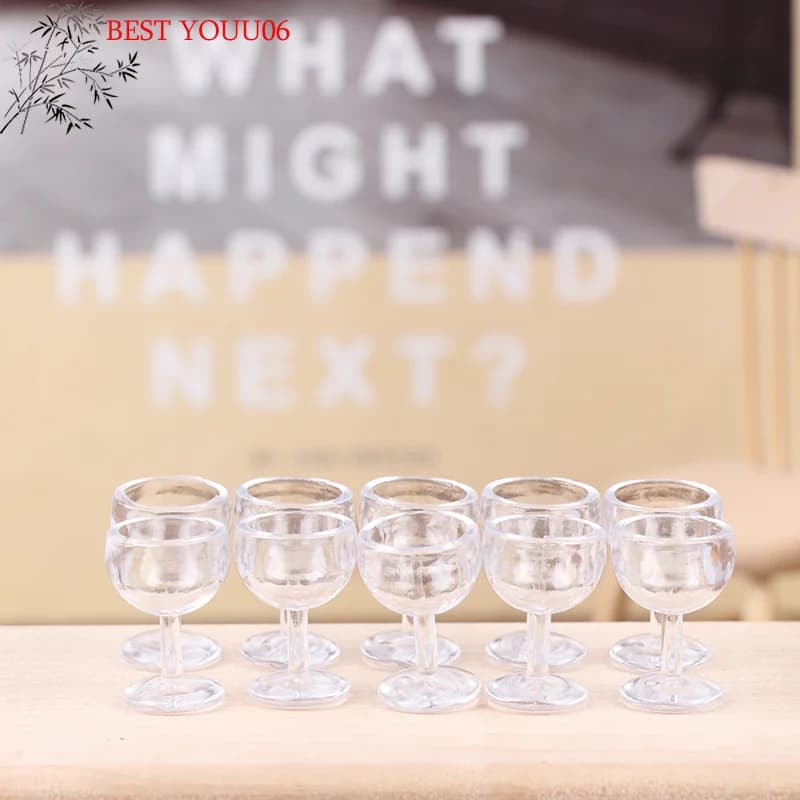 Set di 10 Bicchieri da Vino in Miniatura per Casa delle Bambole 1/12, Decorazione per Cucina
