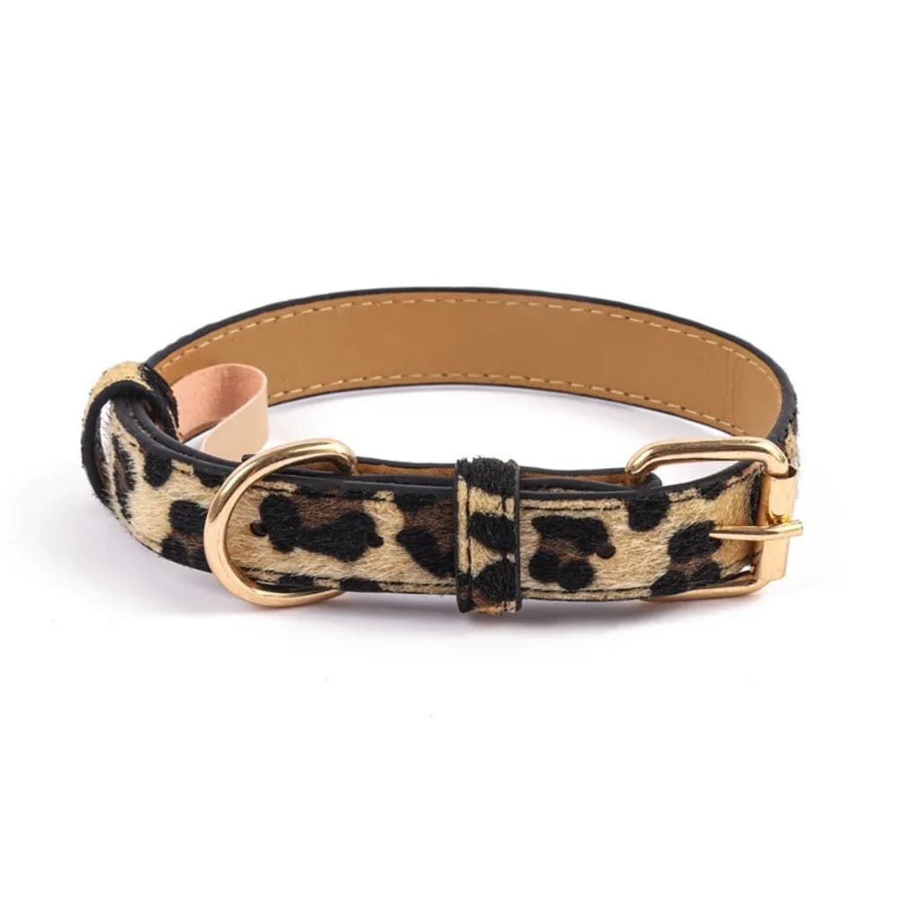 Leopard Print Dog Collar Pet Walking Wear Resistant Adjustable Pet Collar PU Leather Leopard Dog Collar Small Medium Dogs