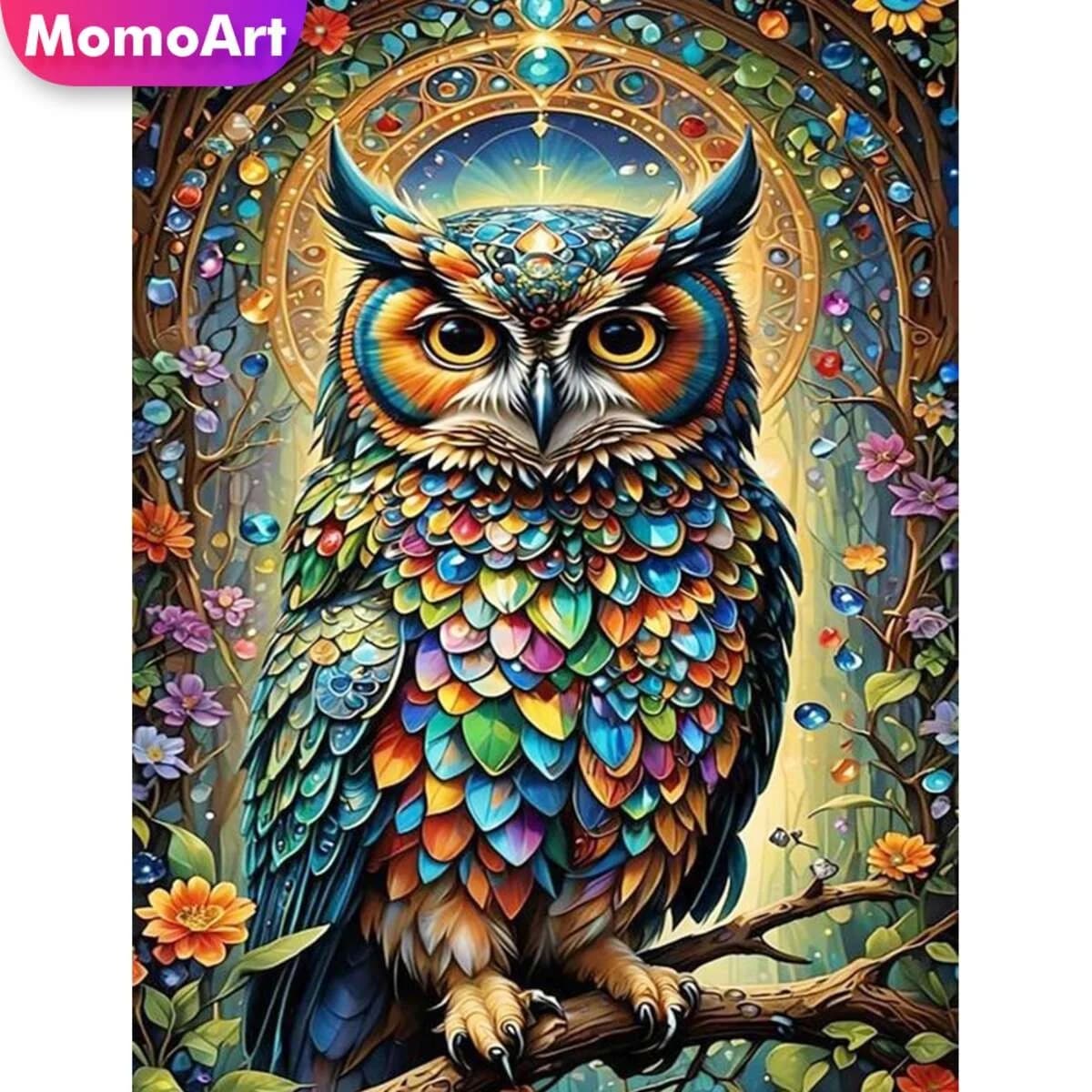 Momoart Nuovo Arrivo Diamante Mosaico Gufo Pittura Uccello Animale Kit Cucito Pieno Quadrato Rotondo Ricamo Artigianato