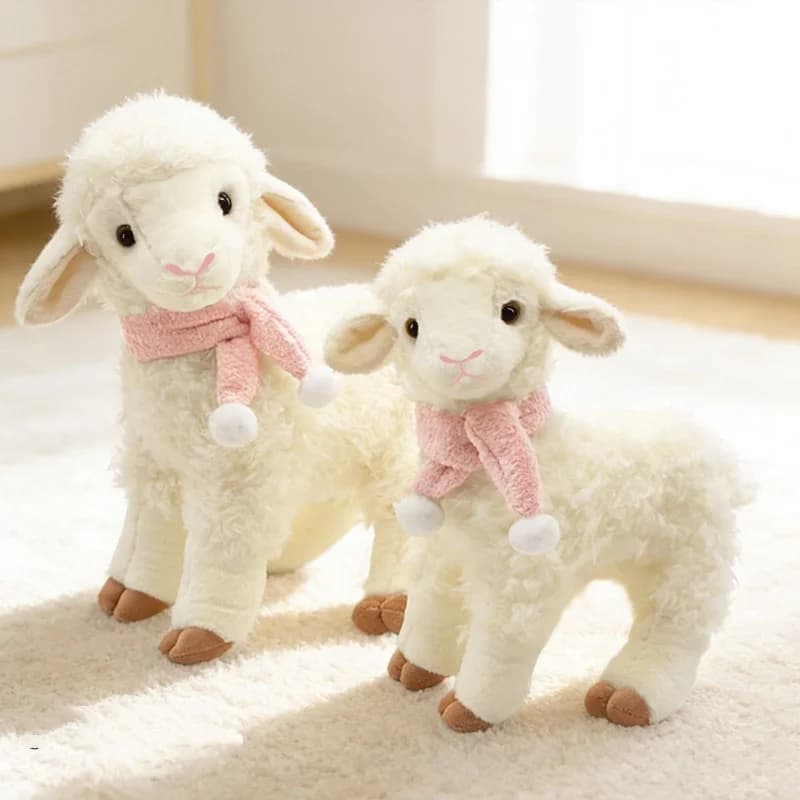 26/31cm Cartoon Stand Little Lamb Plush Toys Dolls Girls Boy Companion Stuffed Dolls Kawaii Fluffy Sheep Plush Dolls