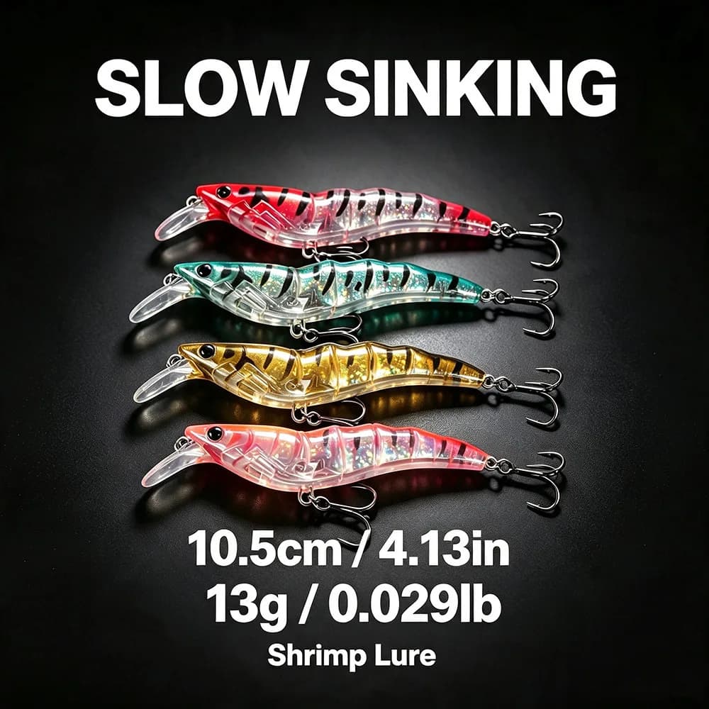 Simulation Bamboo Joint Shrimp Lure Minnow Soft Bait Multi-Color Options for Long Casting, Suitable for Saltwater and Freshwater