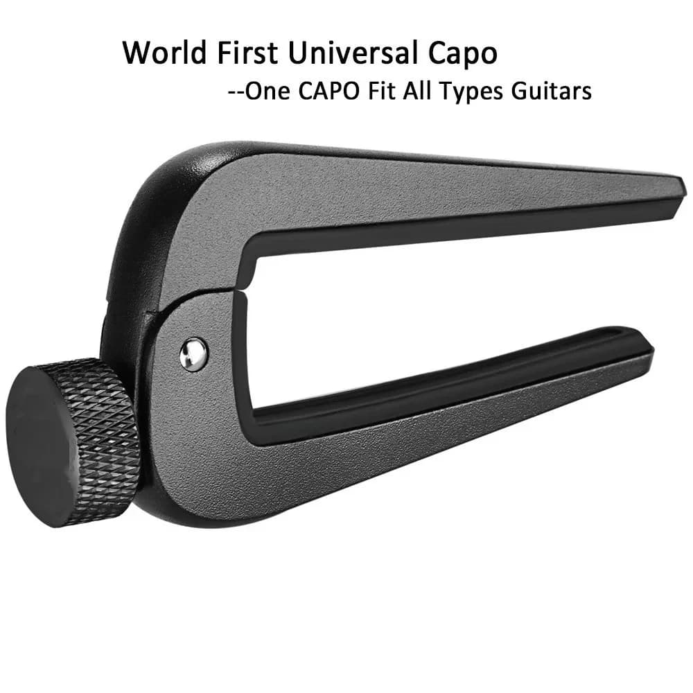 Capotasto per chitarra universale ampio e regolabile adatto per chitarra elettrica classica acustica a 6/12 corde, basso, mandolino, banchi, ukulele nero