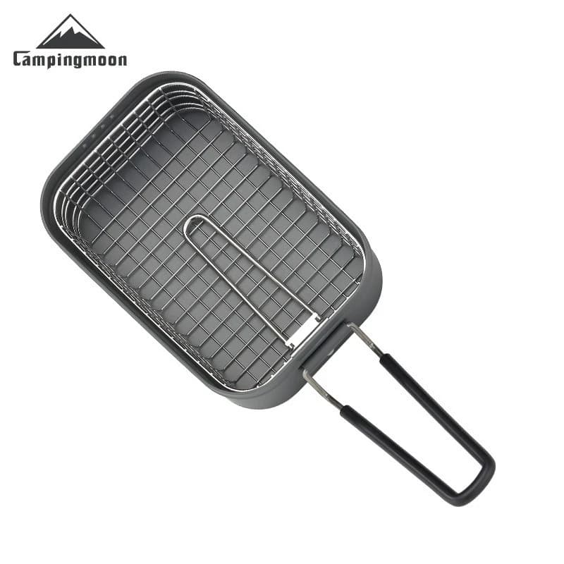 CAMPINGMOON S-1218 Rete per Friggere Pieghevole in Acciaio Inossidabile per Campeggio e Picnic, Contenitore Pranzo