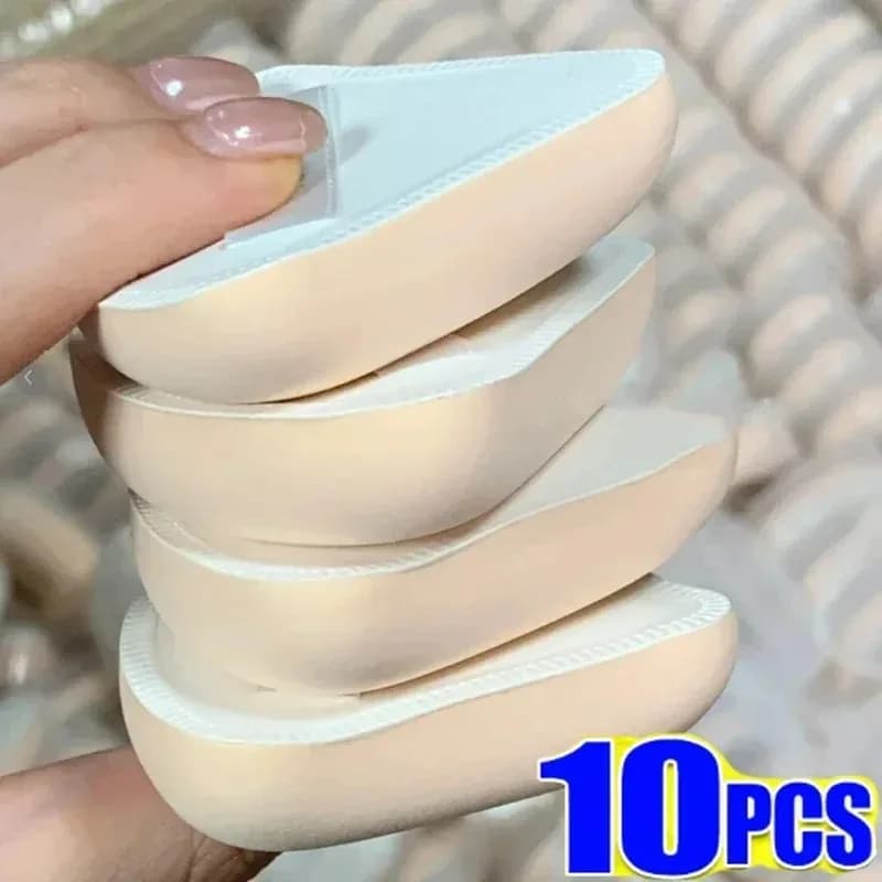 5 pezzi di spugna per trucco a forma di triangolo quadrato rotondo, soffio per cipria, asciutto e bagnato, a doppio uso, morbido cotone, zucchero filato, cuscino d'aria