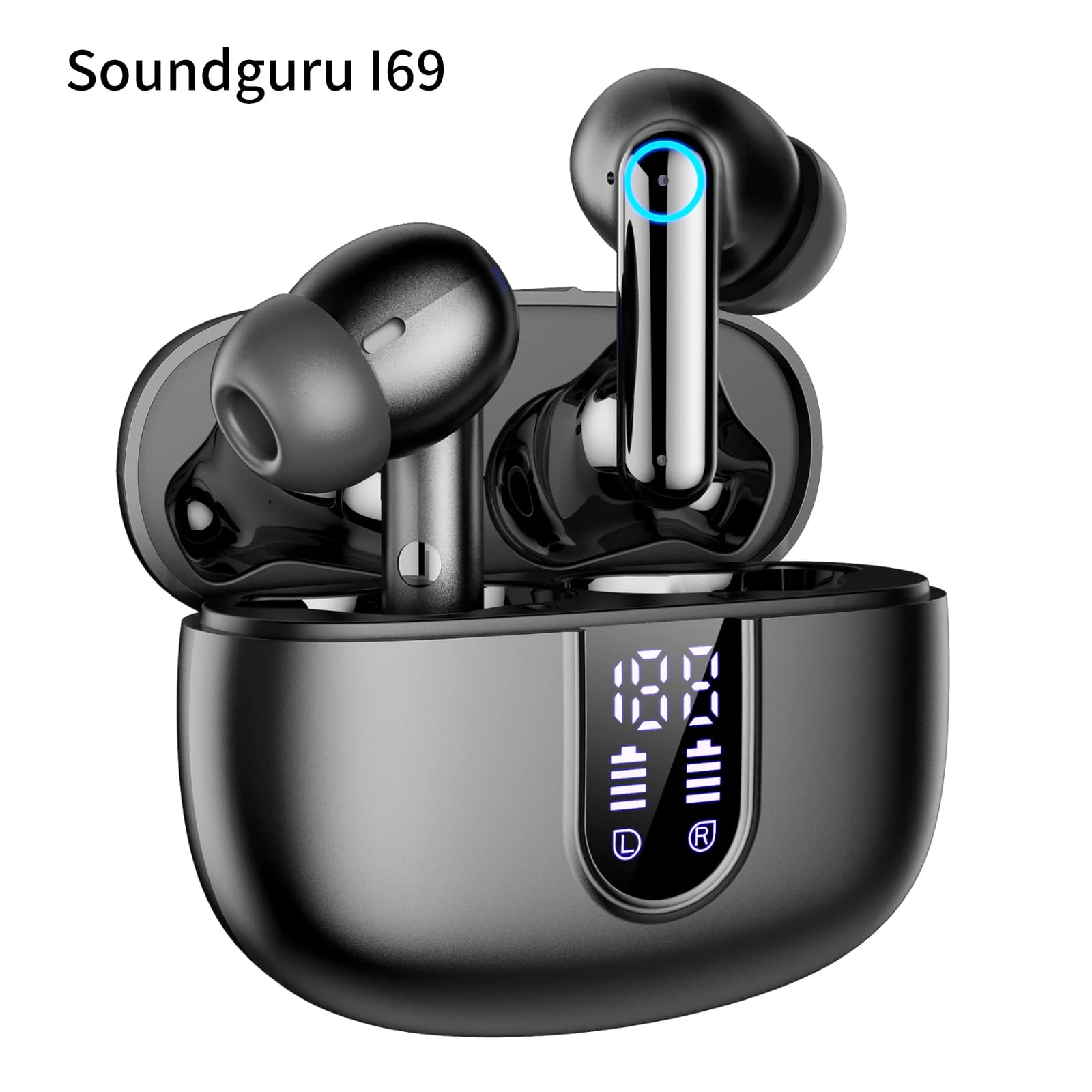 2026 Soundguru i69 ENC earphones with noise cancelation Bluetooth TWS wireless i69 ENC headphones with digital display