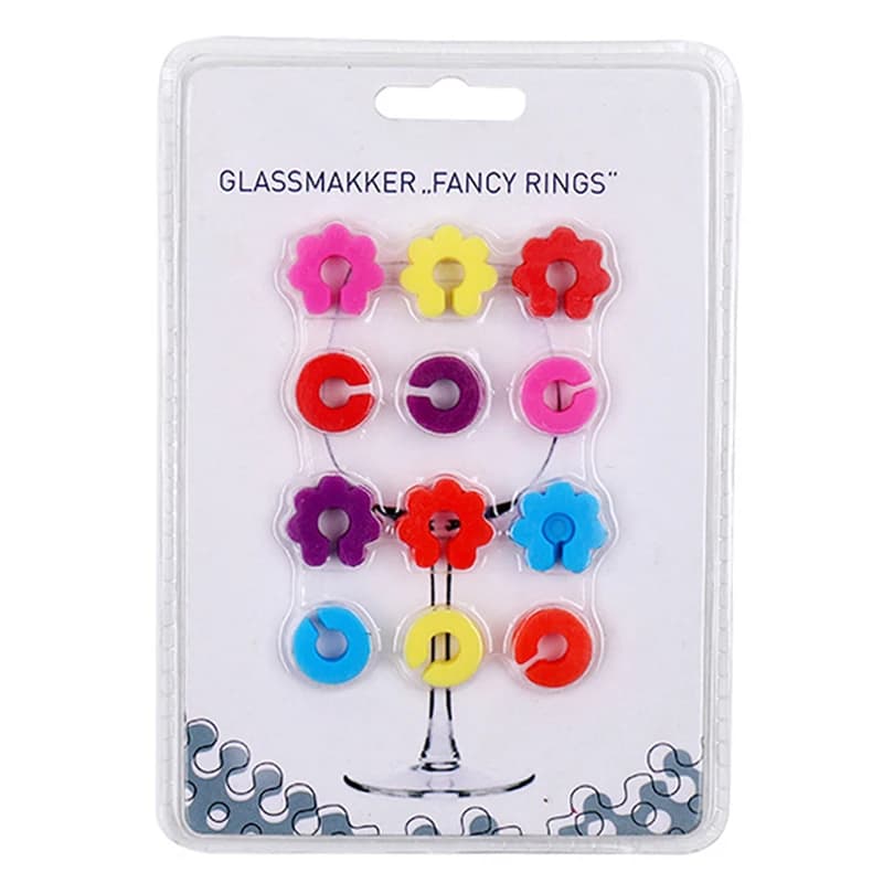 Set di 12 Segnalibri per Bicchieri in Silicone, Etichette Colorate per Identificare Bicchieri da Vino